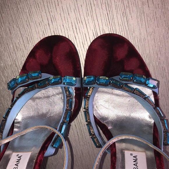 DOLCE & GABBANA Vintage velvet jewelry Shoes Size 7.5 - Picture 8 of 9